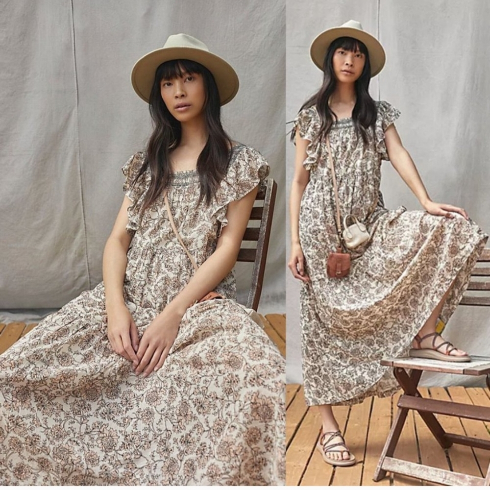 Free People Bonita Dress Beige Maxi with Pockets!